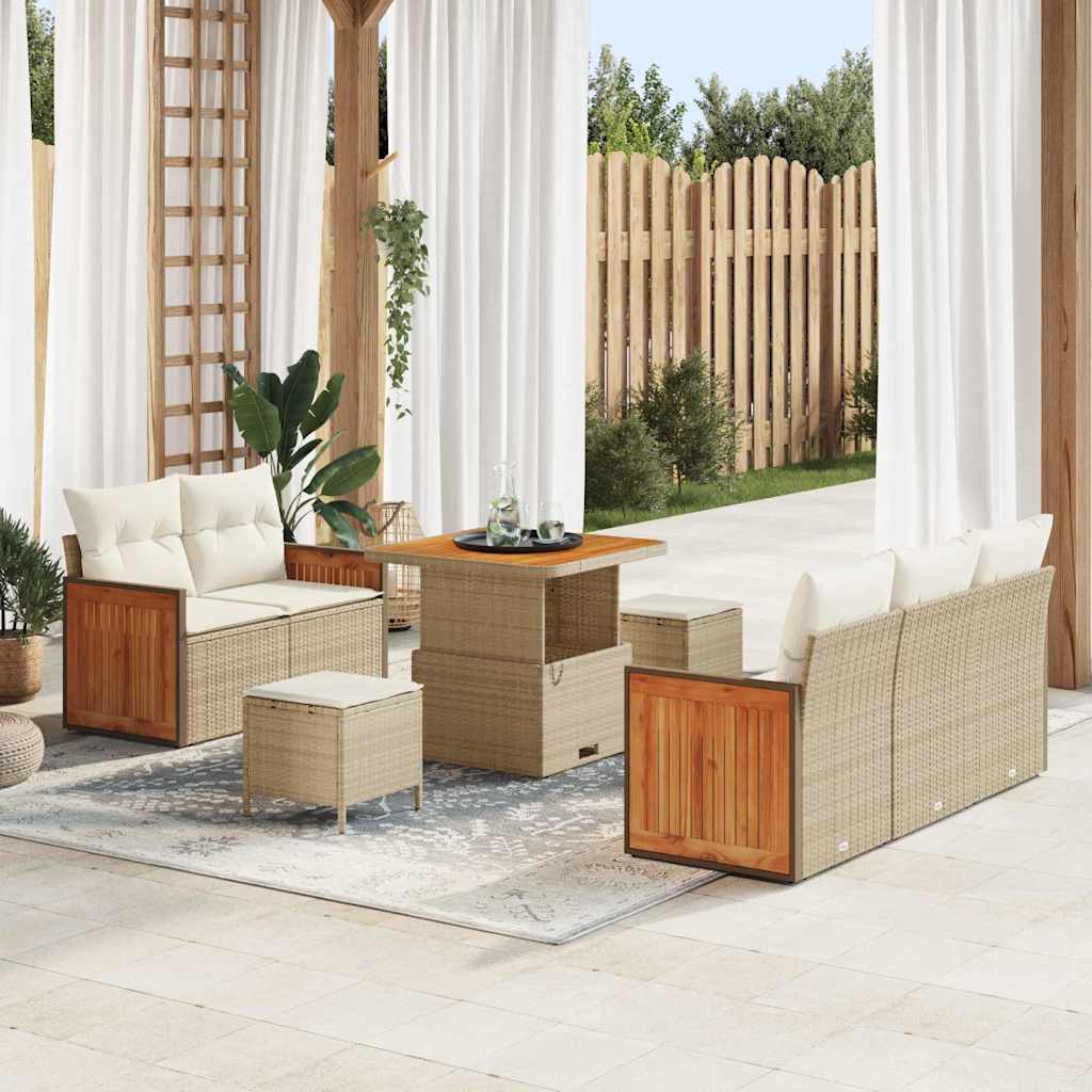 vidaXL Tuinbank Set met kussen 10 pcs Zwart poly rattan