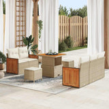 vidaXL Tuinbank Set met kussen 10 pcs Zwart poly rattan