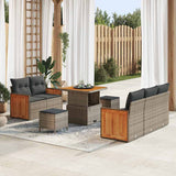 vidaXL Tuinbank Set met kussen 10 pcs Zwart poly rattan