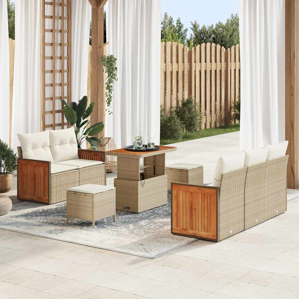 vidaXL Tuinbank Set met kussen 10 pcs Zwart poly rattan