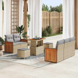 vidaXL Tuinbank Set met kussen 10 pcs Zwart poly rattan