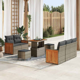 vidaXL Tuinbank Set met kussen 10 pcs Zwart poly rattan