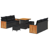 vidaXL Tuinbank Set met kussen 11 pcs Zwart poly rattan