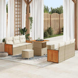 vidaXL Tuinbank Set met kussen 11 pcs Zwart poly rattan