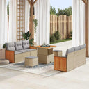 vidaXL Tuinbank Set met kussen 11 pcs Zwart poly rattan