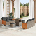 vidaXL Tuinbank Set met kussen 11 pcs Zwart poly rattan