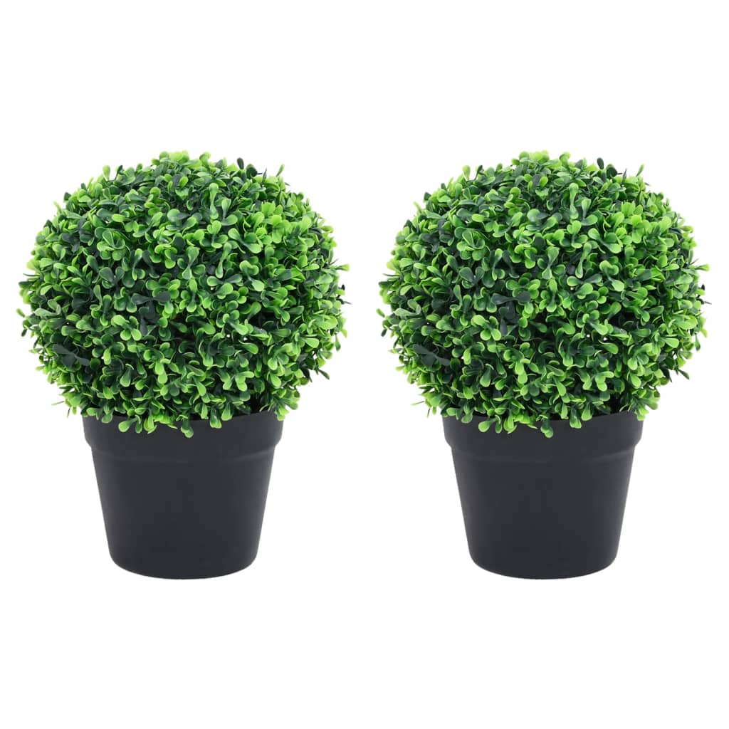vidaXL Kunstplanten met pot 2 st buxus bolvorming 37 cm groen