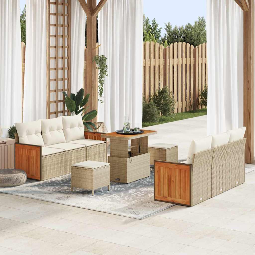 vidaXL Tuinbank Set met kussen 11 pcs Zwart poly rattan