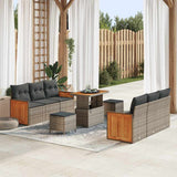 vidaXL Tuinbank Set met kussen 11 pcs Zwart poly rattan