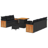 vidaXL Garden Sofa Set with Cushions 13 pcs Black Poly Rattan
