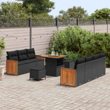 vidaXL Garden Sofa Set with Cushions 13 pcs Black Poly Rattan