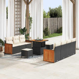 vidaXL Garden Sofa Set with Cushions 13 pcs Black Poly Rattan