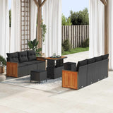 vidaXL Garden Sofa Set with Cushions 13 pcs Black Poly Rattan