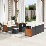 vidaXL Garden Sofa Set with Cushions 13 pcs Black Poly Rattan