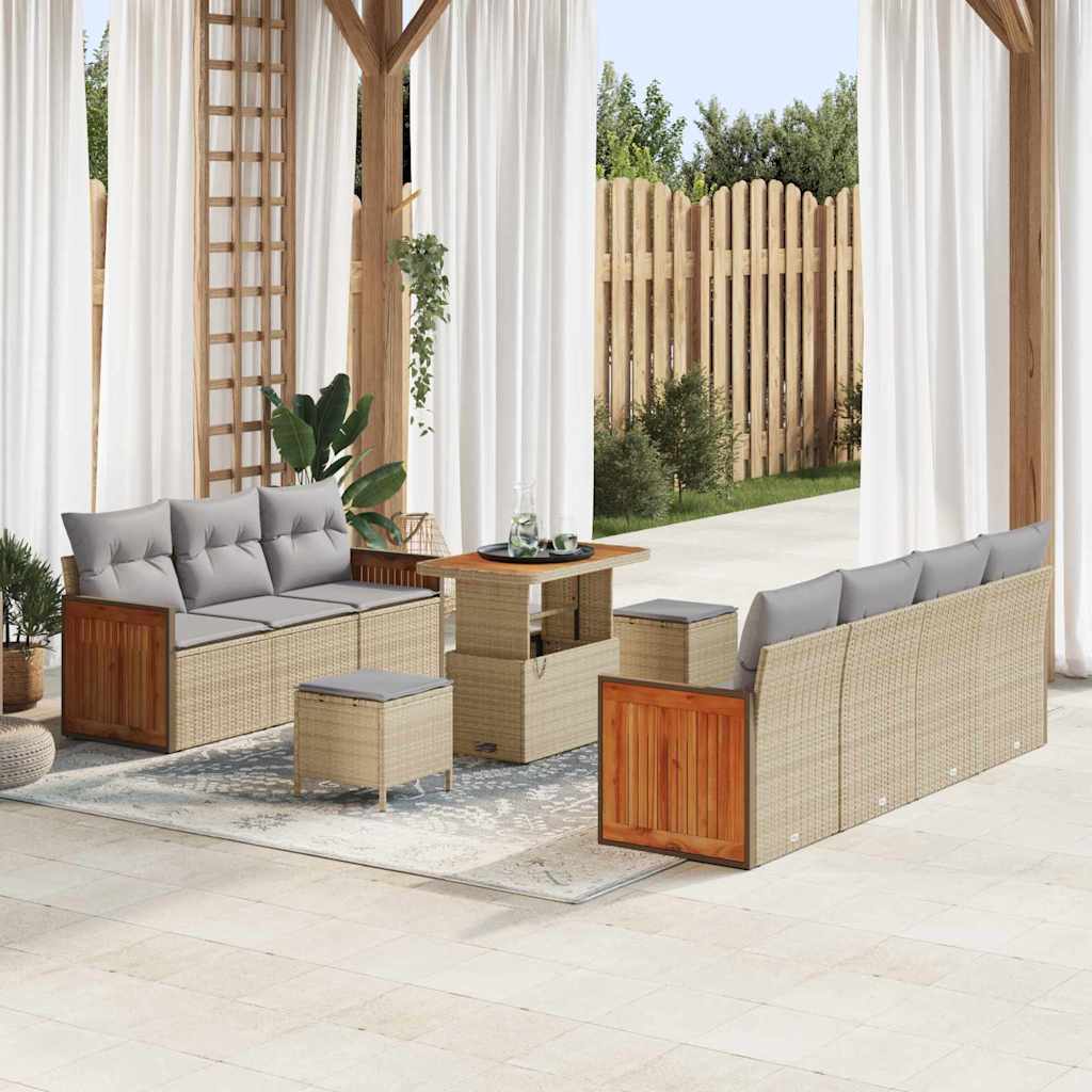 vidaXL Garden Sofa Set with Cushions 13 pcs Black Poly Rattan