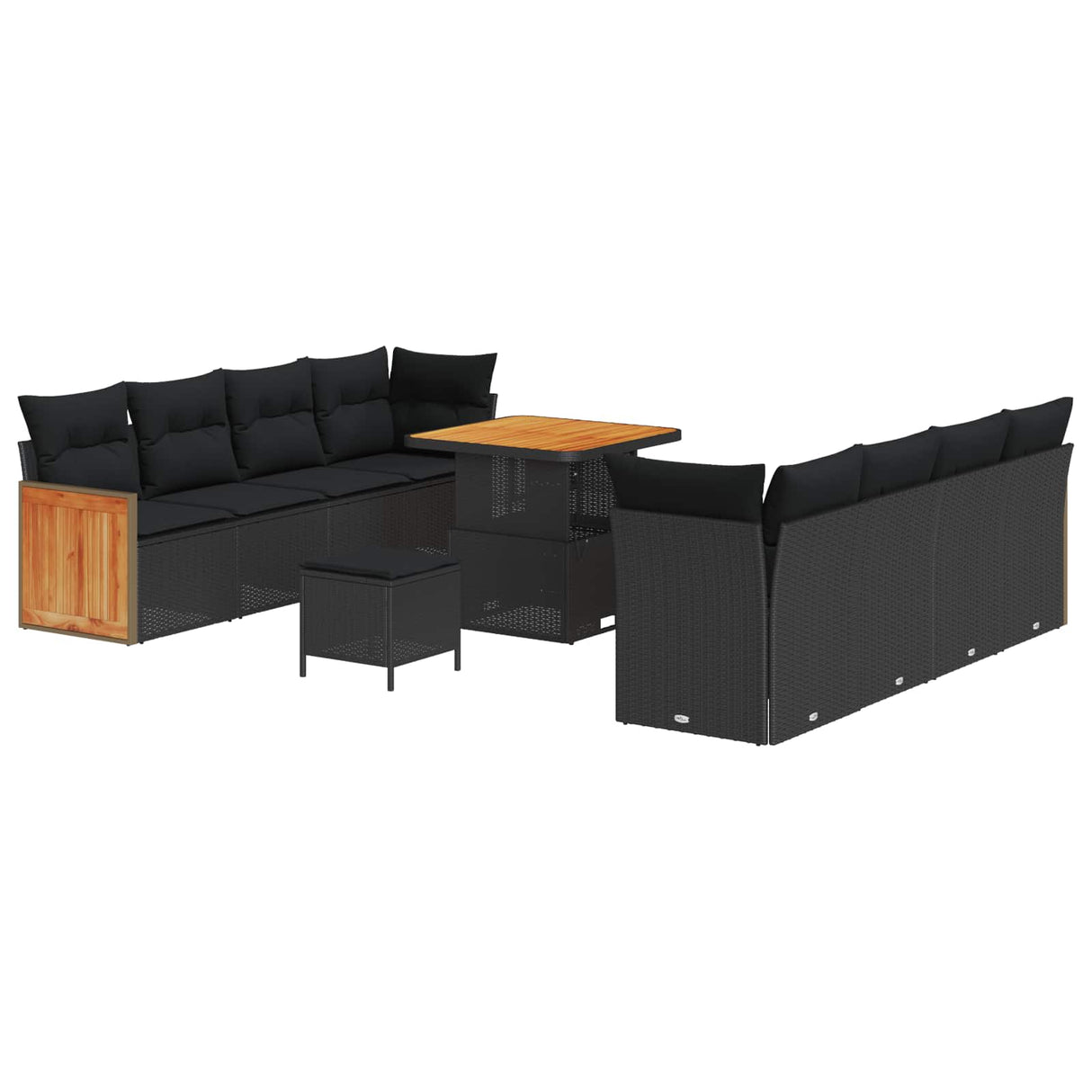 vidaXL Garden Sofa Set with Cushions 12 pcs Black Poly Rattan