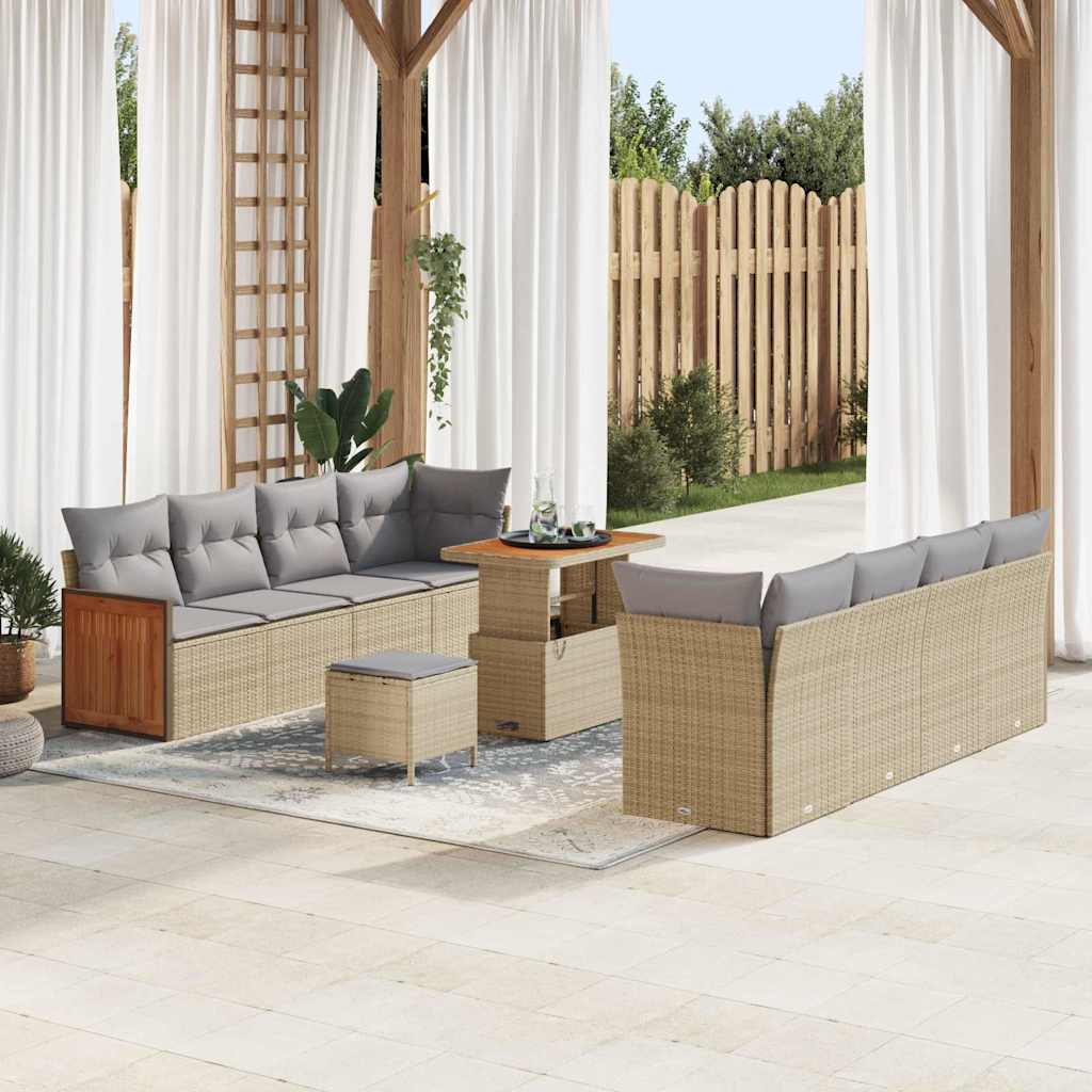 vidaXL Garden Sofa Set with Cushions 12 pcs Black Poly Rattan