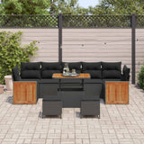 vidaXL Tuinbank Set met kussen 13 pcs Zwart poly rattan