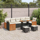 vidaXL Tuinbank Set met kussen 13 pcs Zwart poly rattan