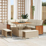 vidaXL Tuinbank Set met kussen 9 pcs Zwart poly rattan