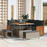 vidaXL Tuinbank Set met kussen 9 pcs Zwart poly rattan