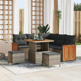 vidaXL Tuinbank Set met kussen 9 pcs Zwart poly rattan