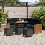 vidaXL Tuinbank Set met kussen 9 pcs Zwart poly rattan