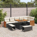 vidaXL Tuinbank Set met kussen 11 pcs Zwart poly rattan