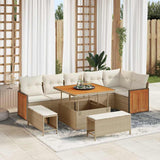 vidaXL Tuinbank Set met kussen 11 pcs Zwart poly rattan