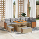 vidaXL Tuinbank Set met kussen 11 pcs Zwart poly rattan
