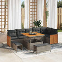 vidaXL Tuinbank Set met kussen 11 pcs Zwart poly rattan