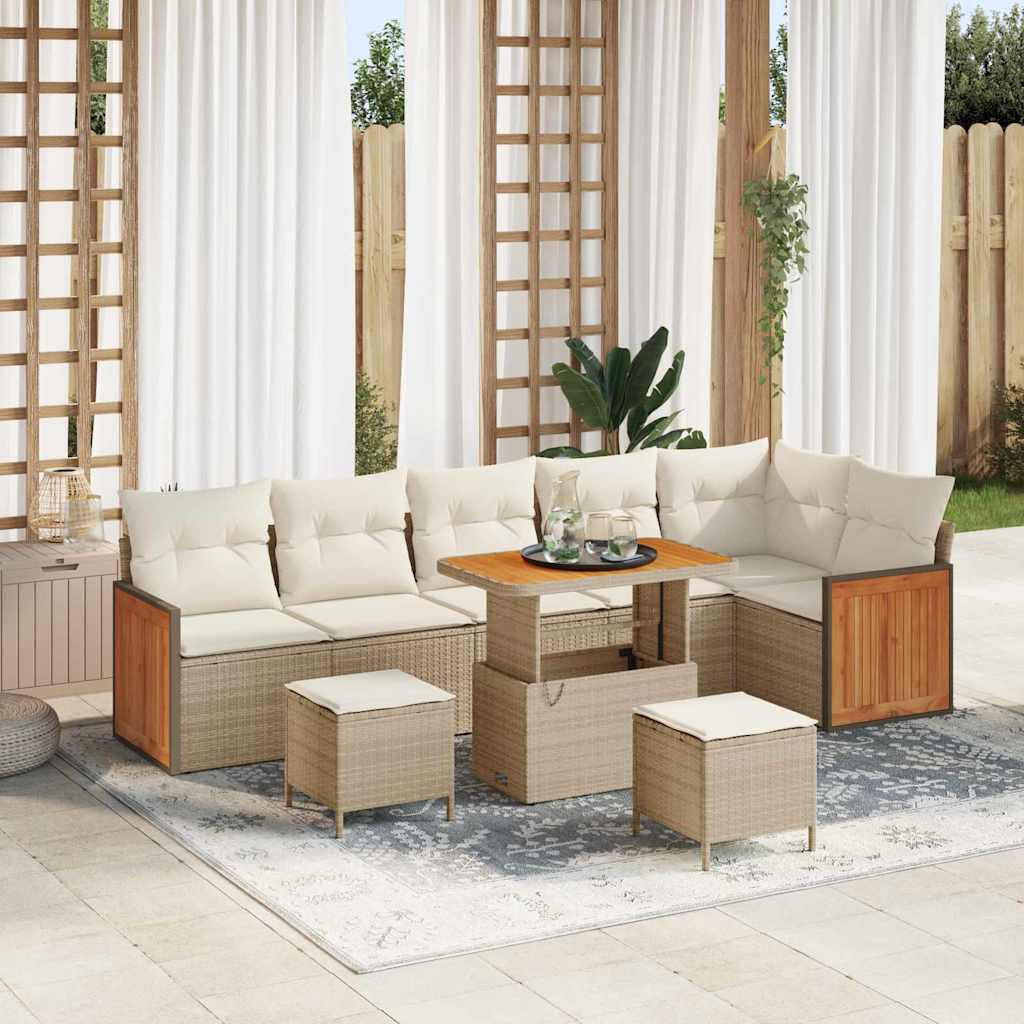vidaXL Tuinbank Set met kussen 11 pcs Zwart poly rattan