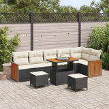 vidaXL Tuinbank Set met kussen 11 pcs Zwart poly rattan