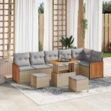 vidaXL Tuinbank Set met kussen 11 pcs Zwart poly rattan