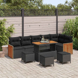 vidaXL Tuinbank Set met kussen 11 pcs Zwart poly rattan