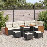 vidaXL Tuinbank Set met kussen 11 pcs Zwart poly rattan