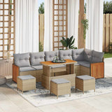 vidaXL Tuinbank Set met kussen 11 pcs Zwart poly rattan