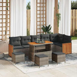 vidaXL Tuinbank Set met kussen 11 pcs Zwart poly rattan