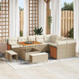 vidaXL Tuinbank Set met kussen 13 pcs Zwart poly rattan
