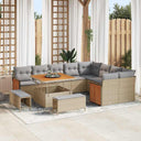 vidaXL Tuinbank Set met kussen 13 pcs Zwart poly rattan