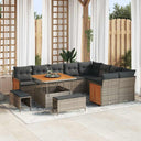 vidaXL Tuinbank Set met kussen 13 pcs Zwart poly rattan