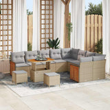 vidaXL Tuinbank Set met kussen 13 pcs Zwart poly rattan