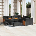 vidaXL Tuinbank Set met kussen 17 pcs Zwart poly rattan