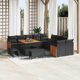 vidaXL Tuinbank Set met kussen 17 pcs Zwart poly rattan