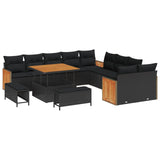 vidaXL Tuinbank Set met kussen 17 pcs Zwart poly rattan