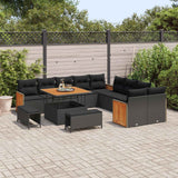 vidaXL Tuinbank Set met kussen 17 pcs Zwart poly rattan