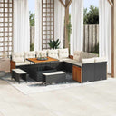vidaXL Tuinbank Set met kussen 17 pcs Zwart poly rattan