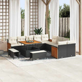 vidaXL Tuinbank Set met kussen 17 pcs Zwart poly rattan
