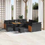 vidaXL Tuinbank Set met kussen 17 pcs Zwart poly rattan