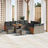 vidaXL Tuinbank Set met kussen 17 pcs Zwart poly rattan